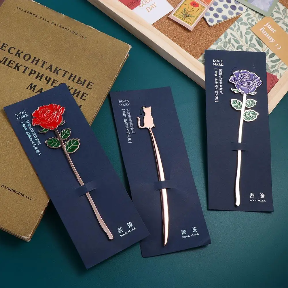 Office Supplies Creative Page Folder Cat Coloring Embossing Rose Book Clip Positioning Clip Bookmark Alloy Bookmark