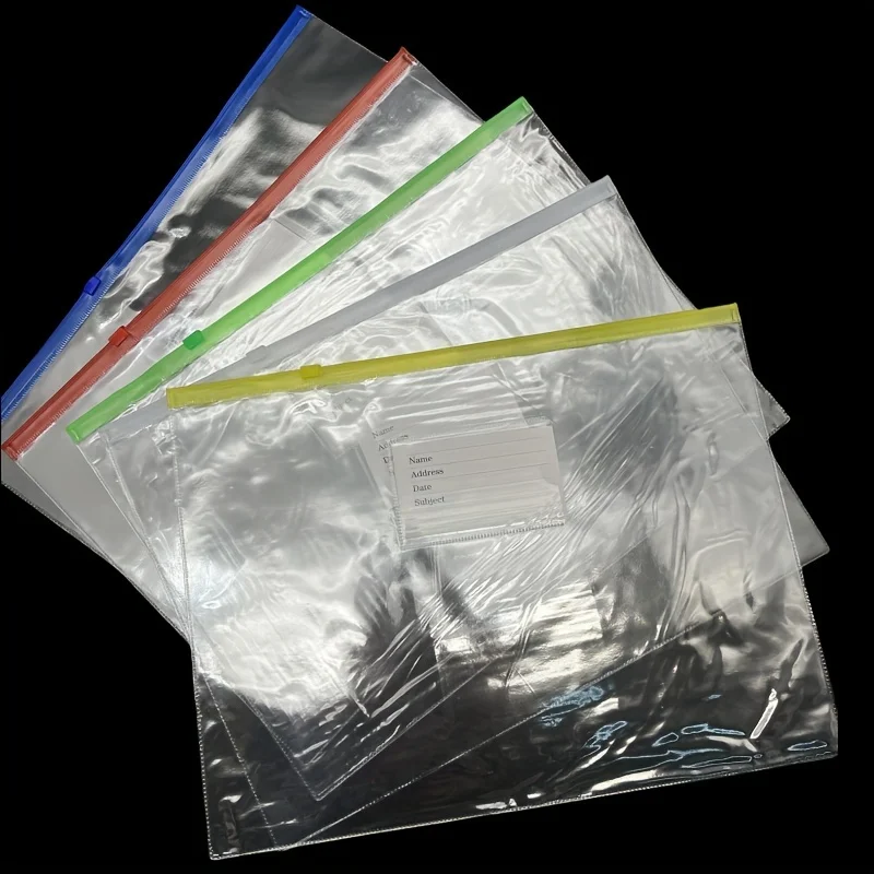 10PCS A4A5A6 Exam Mesh Zipper Bag Student Office Simple Large Capacity Transparent Document Bags