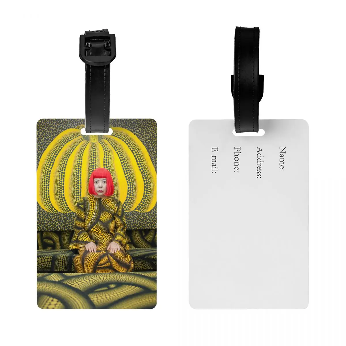 Custom Yayoi Kusama Luggage Tag Custom Pumkin Abstract Painting Baggage Tags Privacy Cover Name ID Card