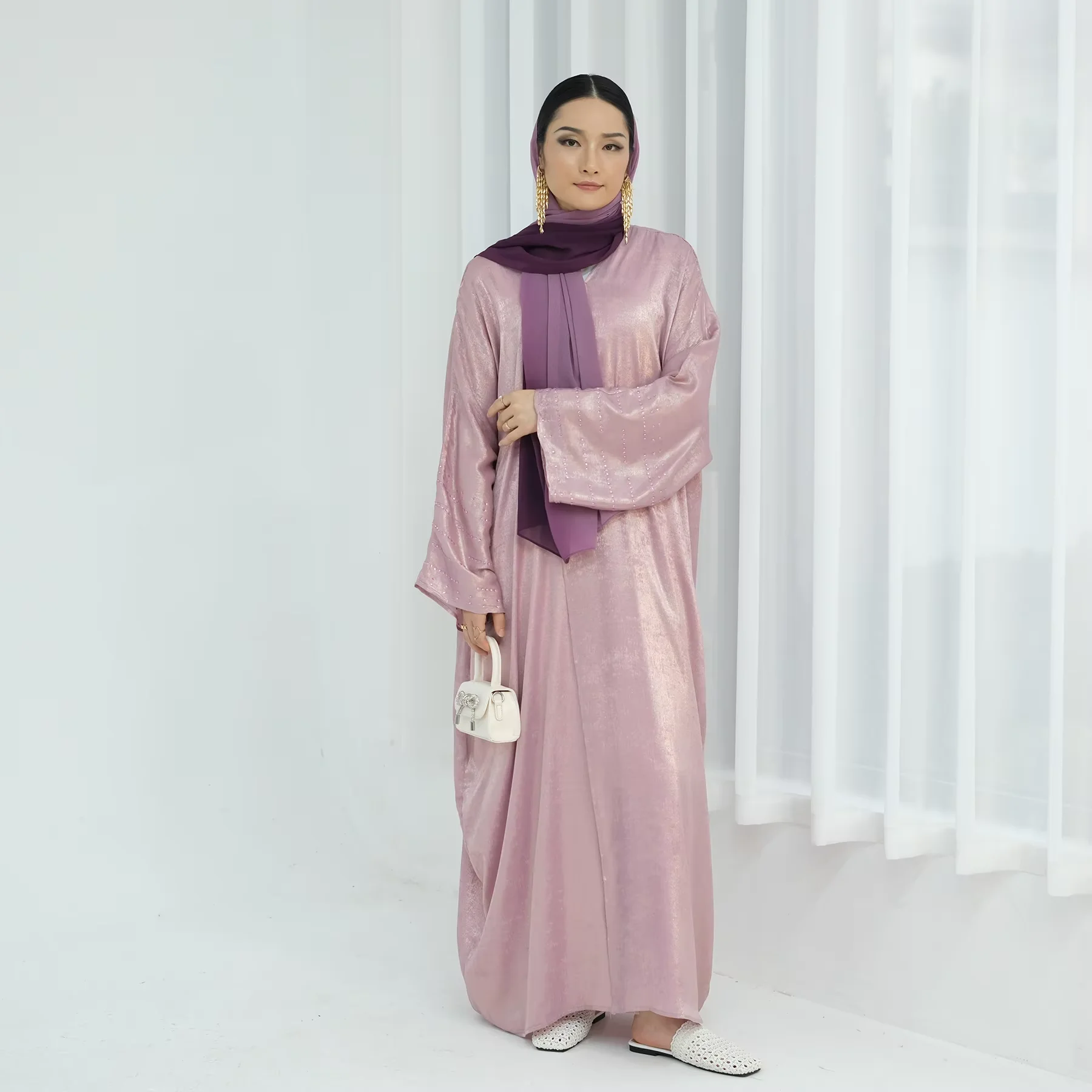 

Ramadan Abayas for Women Muslim Maxi Dress Shiny Jalabiya Turkey Kaftan Dubai Open Abaya Kimono Robe Islam Clothing Caftan Femme