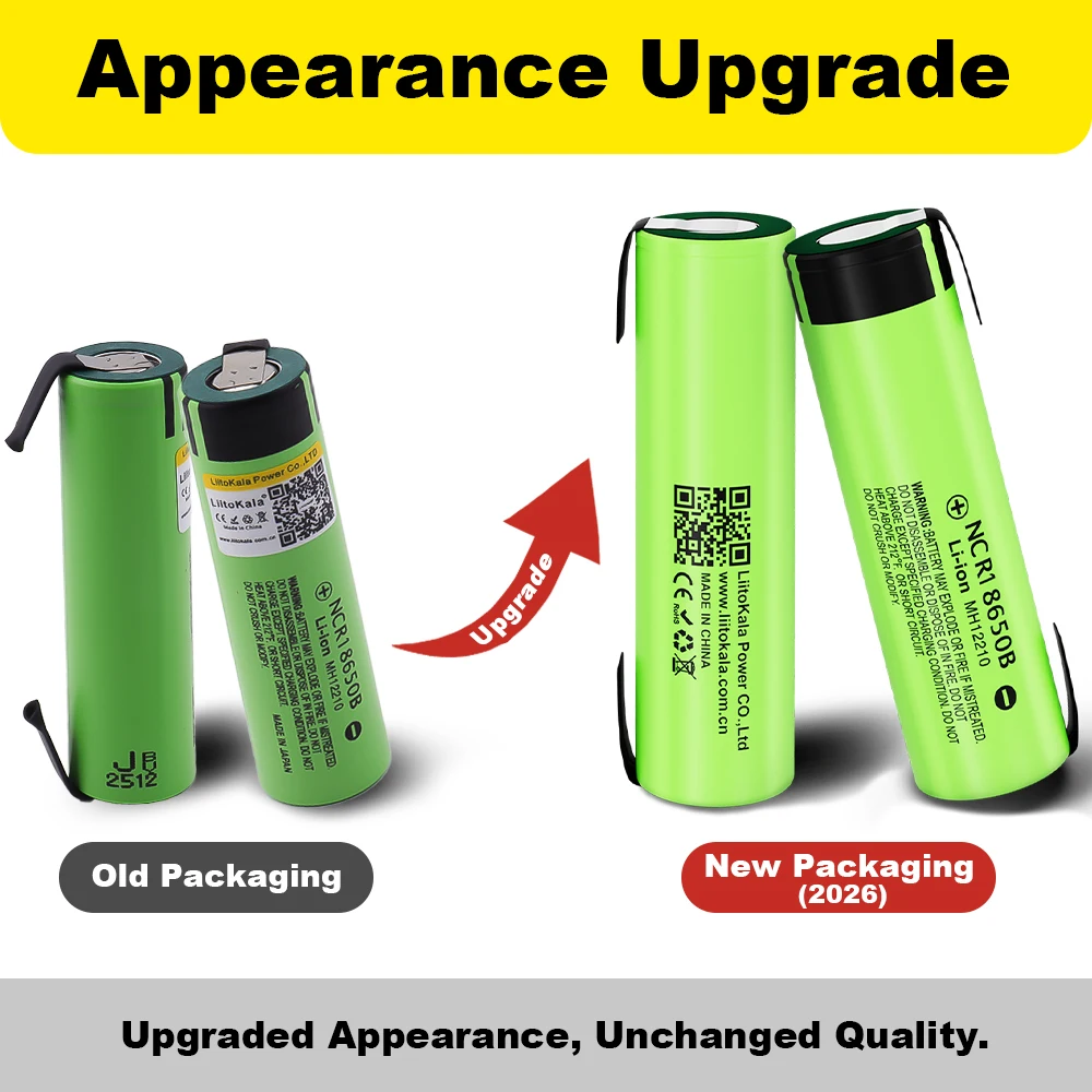 1-20pcs LiitoKala 34B-N NCR18650B 3.7v 3400mah 18650 3500mAh Lithium Rechargeable Battery with Nickel Sheet