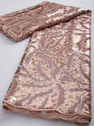 Tessuto di pizzo con paillettes in velluto africano rosa 2022 tessuto di pizzo francese nigeriano con ricamo di alta qualità per cucire matrimonio TY2691