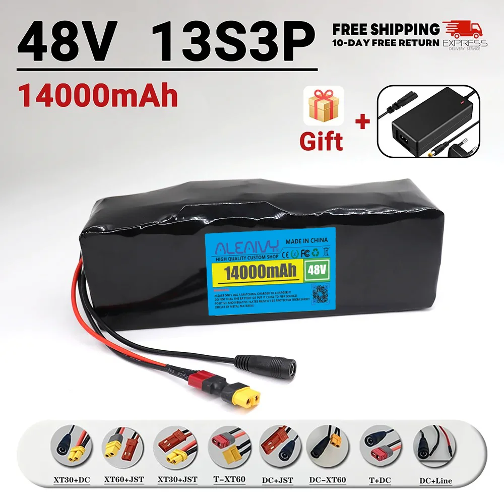 

48V 14Ah 13S3P 18650 Lithium-ion Battery Pack Suitable for 250W-750W Motor with Built-in BMS Rechargeable Battery+ 54.6V Charger