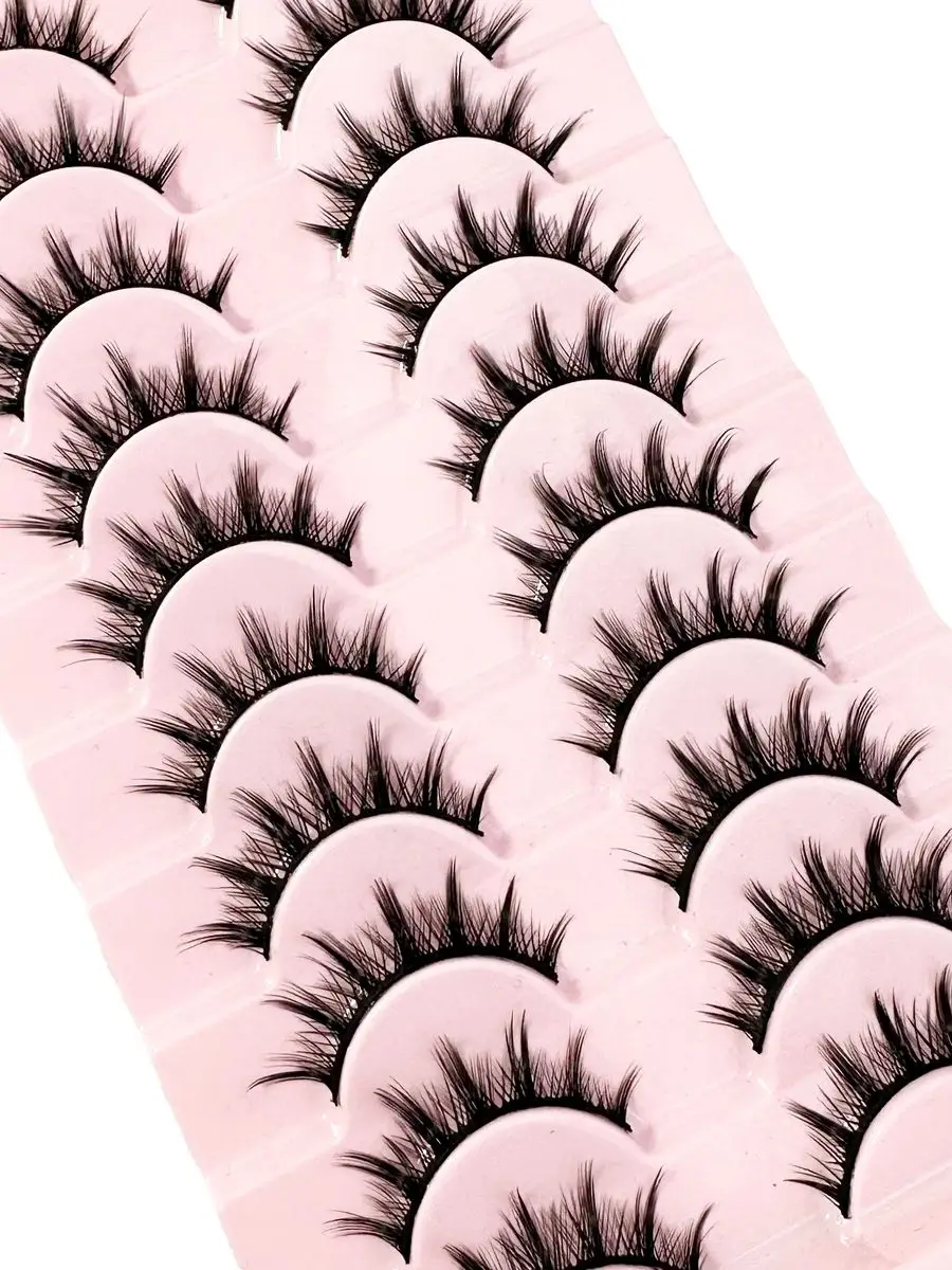 Falsche Wimpern im natürlichen Look, Anime Wispy Fluffy Spiky 3D-Volumen-Wimpern-Packung, koreanisches japanisches asiatisches Cosplay, 10 Paar – Detail 2