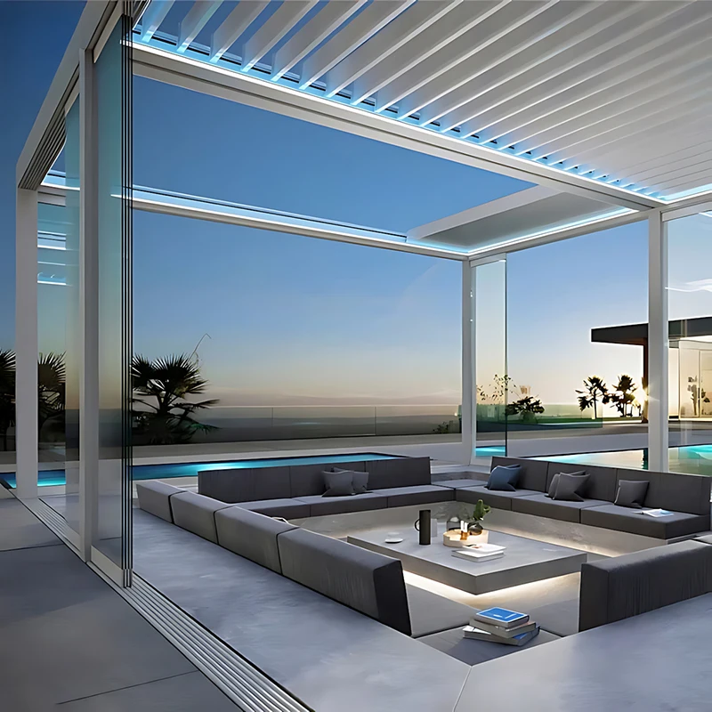 

Водонепроницаемая моторизованная регулируемая алюминиевая сборная садовая беседка для наружного патио и заднего двора в перголи США