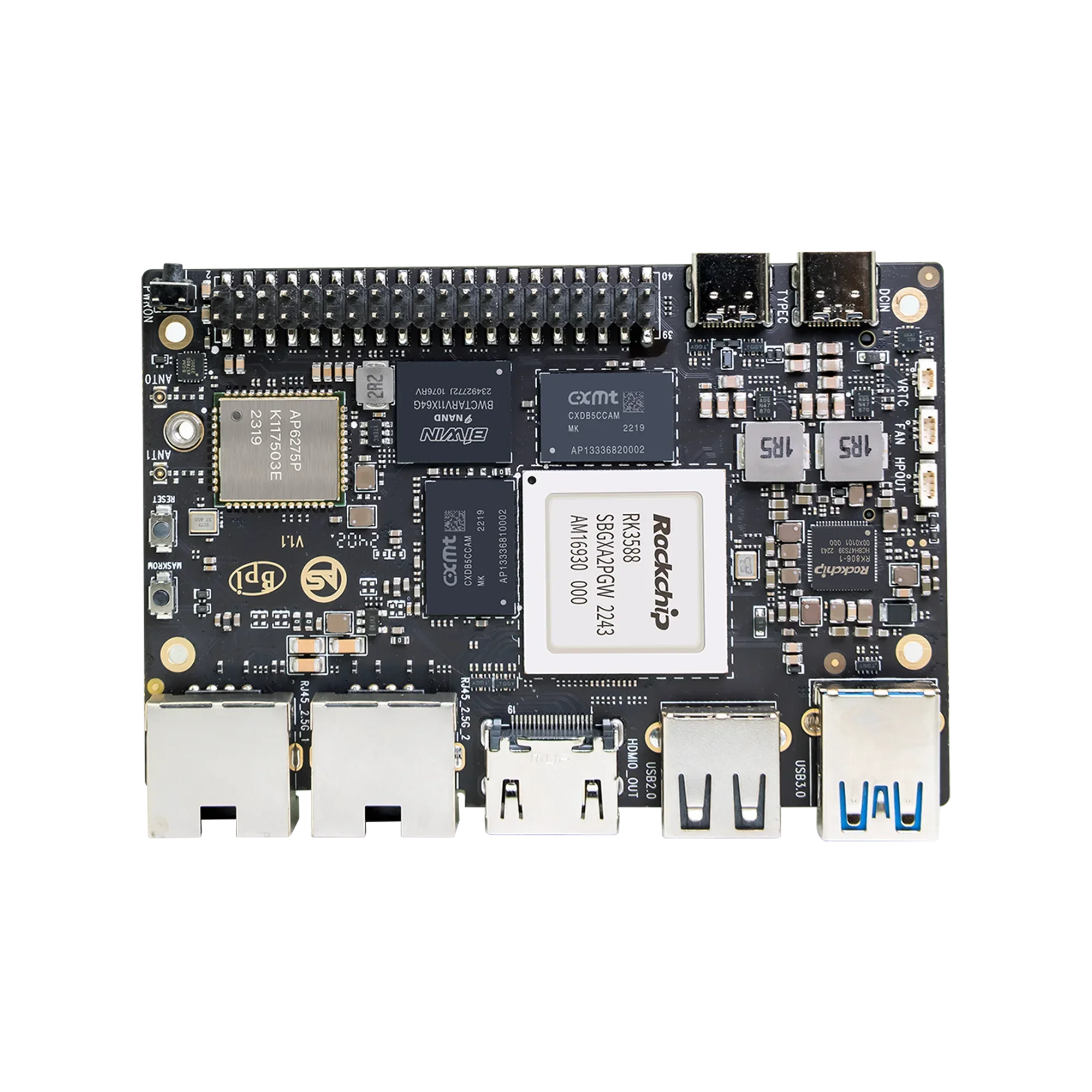 Banana Pi BPI-M7 RockChip RK3588 Quad A76 2.4Ghz and Quad A55 1.8Ghz Mali G610MC4 GPU optional 8G/16G/32G LPDDR4 New