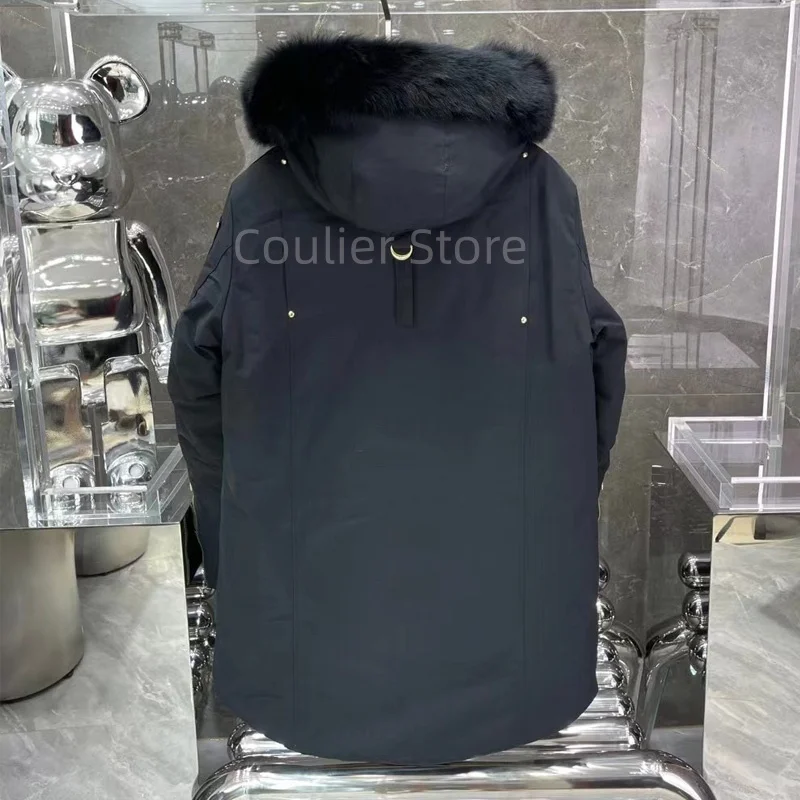 سترة كندية للرجال، معطف دافئ سميك، سترة رجالية بيضاء مناسبة لمناطق الثلج الباردة للغاية