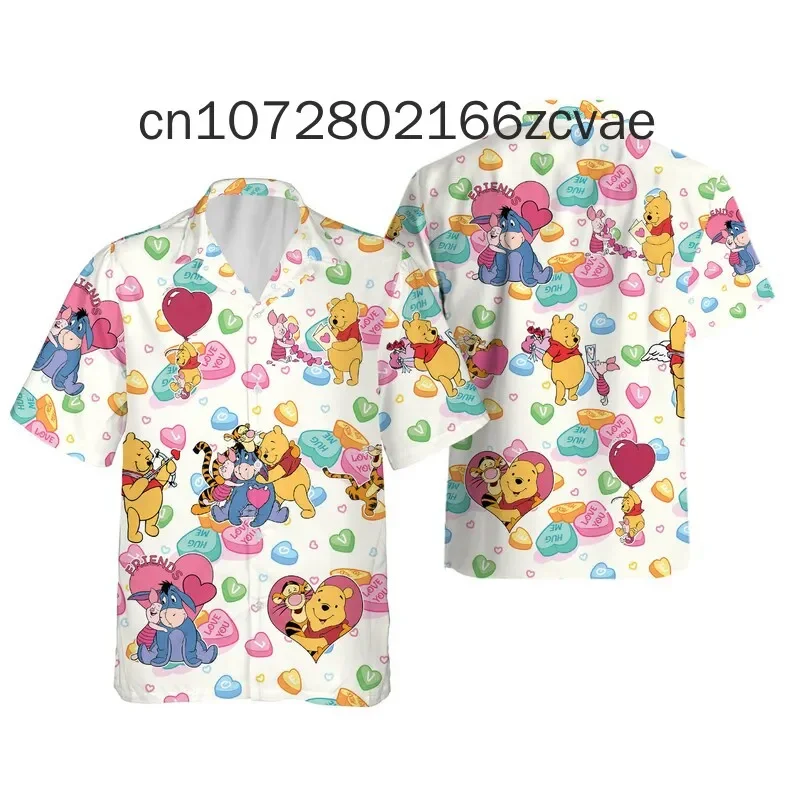 2024 Pooh Bear Hawaiian Shirt Disney Inspired Men's And Women's Button Down Short-Sleeved Shirt Fashion Beach Shirt