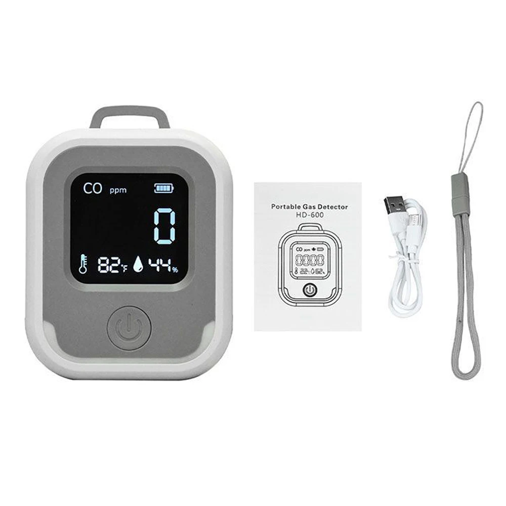 Outdoor Camping Kitchen Thermometer And Hygrometer LCD Display  Portable Carbon Monoxide Detector USB Rechargeable