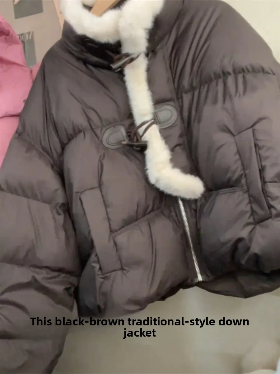 

Retro Patchwork ort Cotton Jaet Women's Autumn Winter Sle Rebelling Miss Rich Cotton Coat Unique Aosphere Korean Version