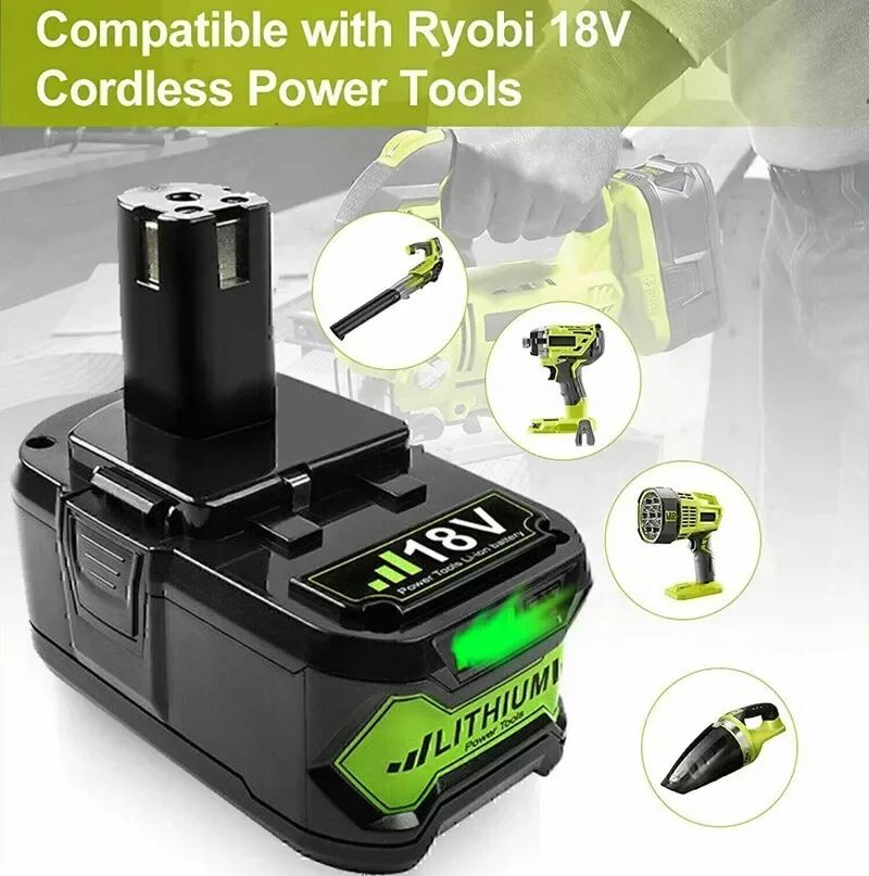 For Ryobi 18V One+ Plus Battery For Ryobi P108 Battery Adapter Lithium Replacement Battery Compatible P104 P107 Tool Battery