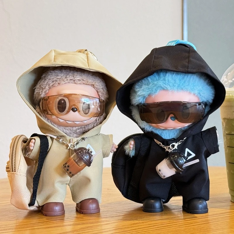

Fashion Doll Clothing Accessories for 17cm Labubu V1 V2 V3 Hooded Jumpsuit Set Christmas Labubu Ropa Outfit