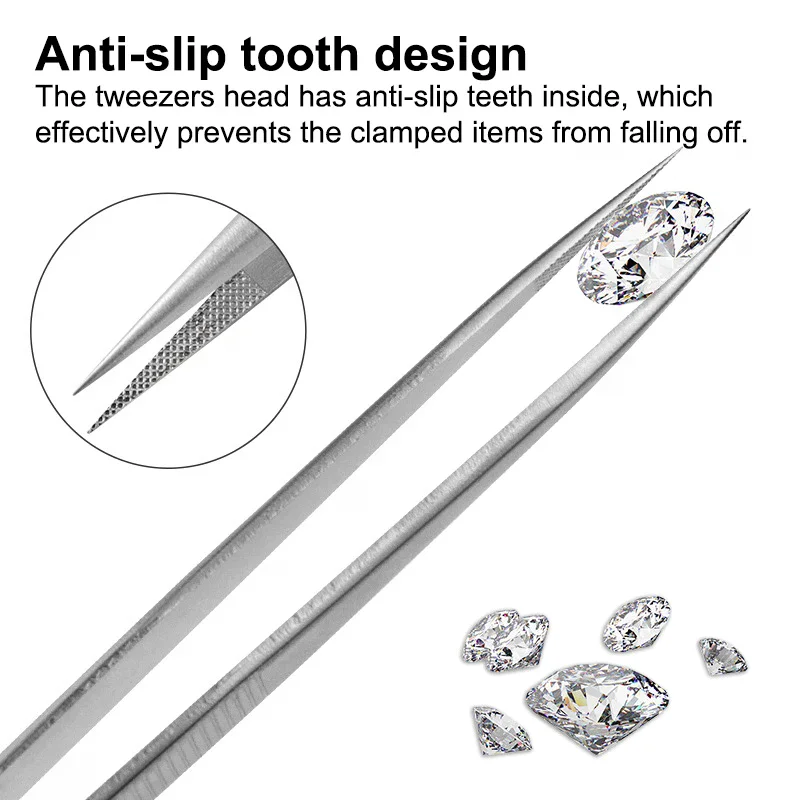 

Adjustable Self Clamping Tweezers Jewelry Making Tool Slide Lock Stainless Steel Tweezers Electronic Component Repair Tools