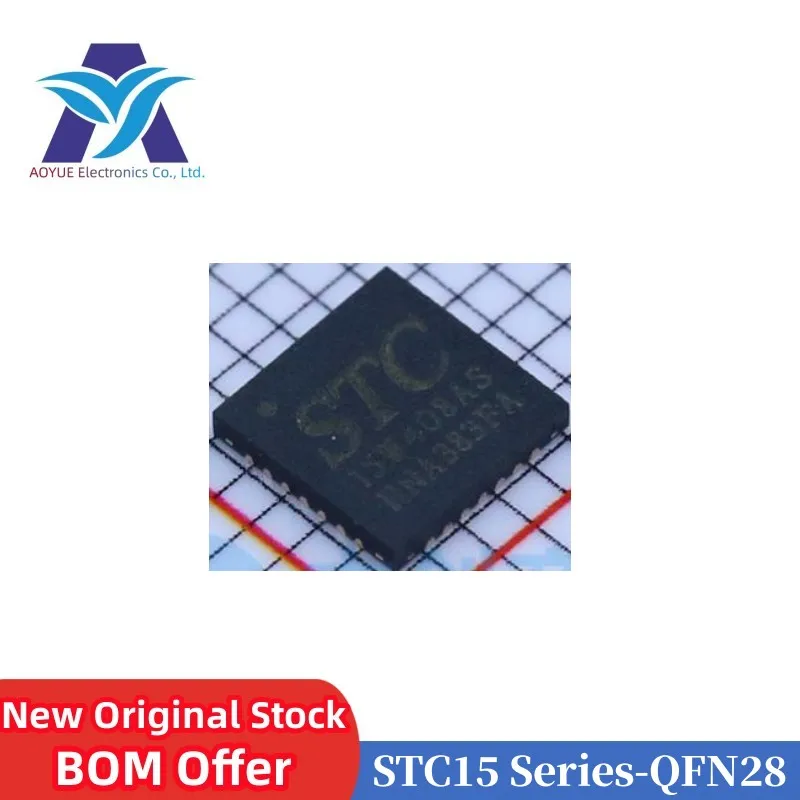 STC15W408AS-35I-QFN28 STC 15W408AS 51 Series 8KB FLASH STC15 Series microcontroller MCU microprocessor chip 10bits ADC QFN-28