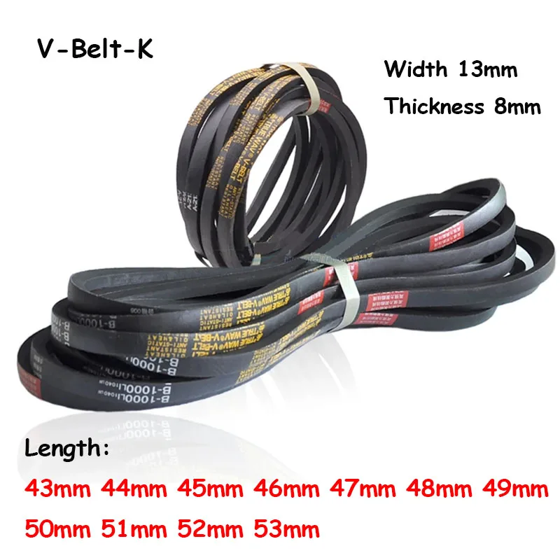 1-20 Pezzi A Sezione V-Belt-K Pollici Dimensioni A43 A44 A45 A46 A47 A48 A49 A50 A51 A52 A53 Larghezza 13 Mm Spessore 8 Mm