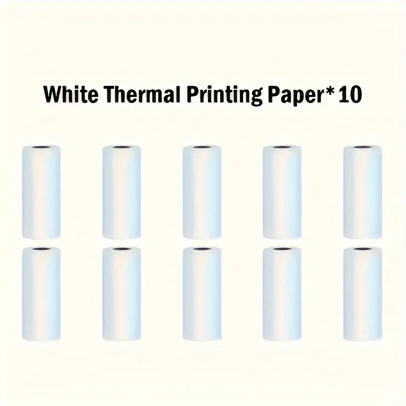 10 Rolls 57mm White Thermal Paper HD Photo Paper Labels for Pocket Printers/instant camera, Photo/Study/Journal/Christmas Use