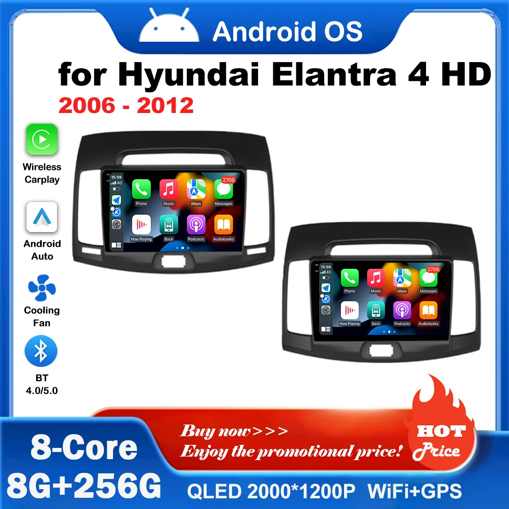 

DSP Stereo 2.5D Screen Car Video Multimedia Player for Hyundai Elantra 4 HD 2006 - 2012 Android System WiFi BT GPS Navigation 4G