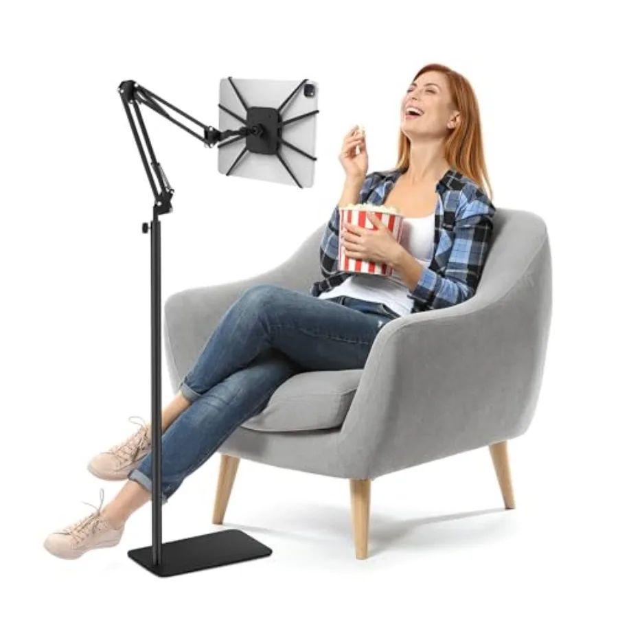 

BIGASUO Tablet Floor Stand Universal Metal Holder for iPad Kindle Tab 7-12.9 Inch E-Readers with Height Angle Adjustable 360 Ro