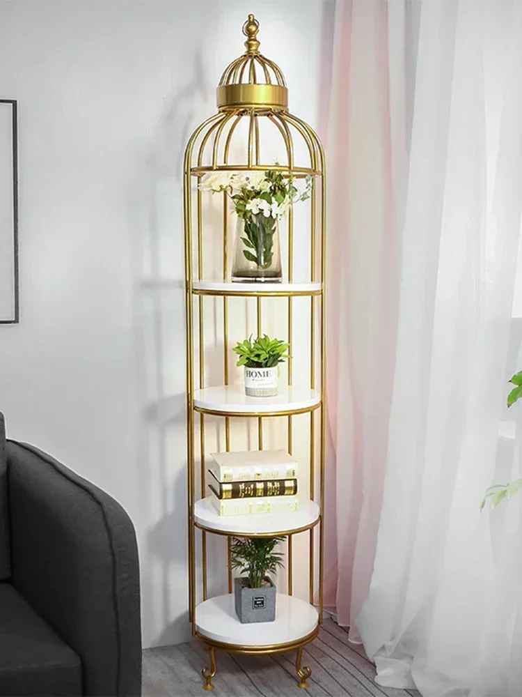 

Nordic wrought iron birdcage shelf balcony, living room floor, multi-layer flower stand, ornament, decorative rack