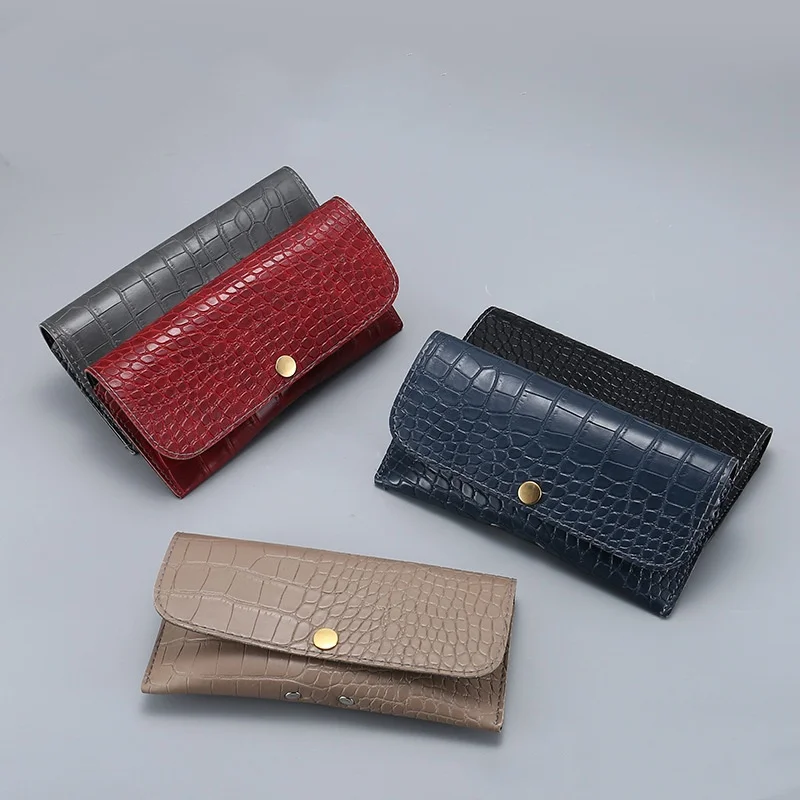 Fashionable Crocodile Pattern Rectangular Soft Shell Glasses Case Leather Bag Sunglasses Storage Box