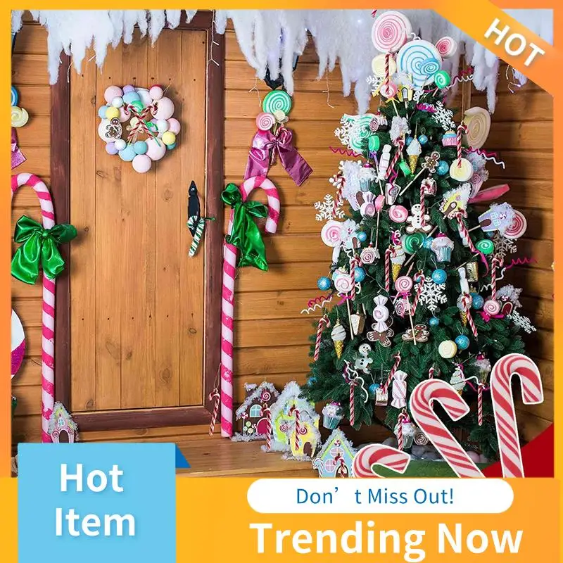 AB08-120Pcs Red And White Handmade Christmas Candy Cane Miniature Food Dollhouse Home Decor Clay Candy Cane