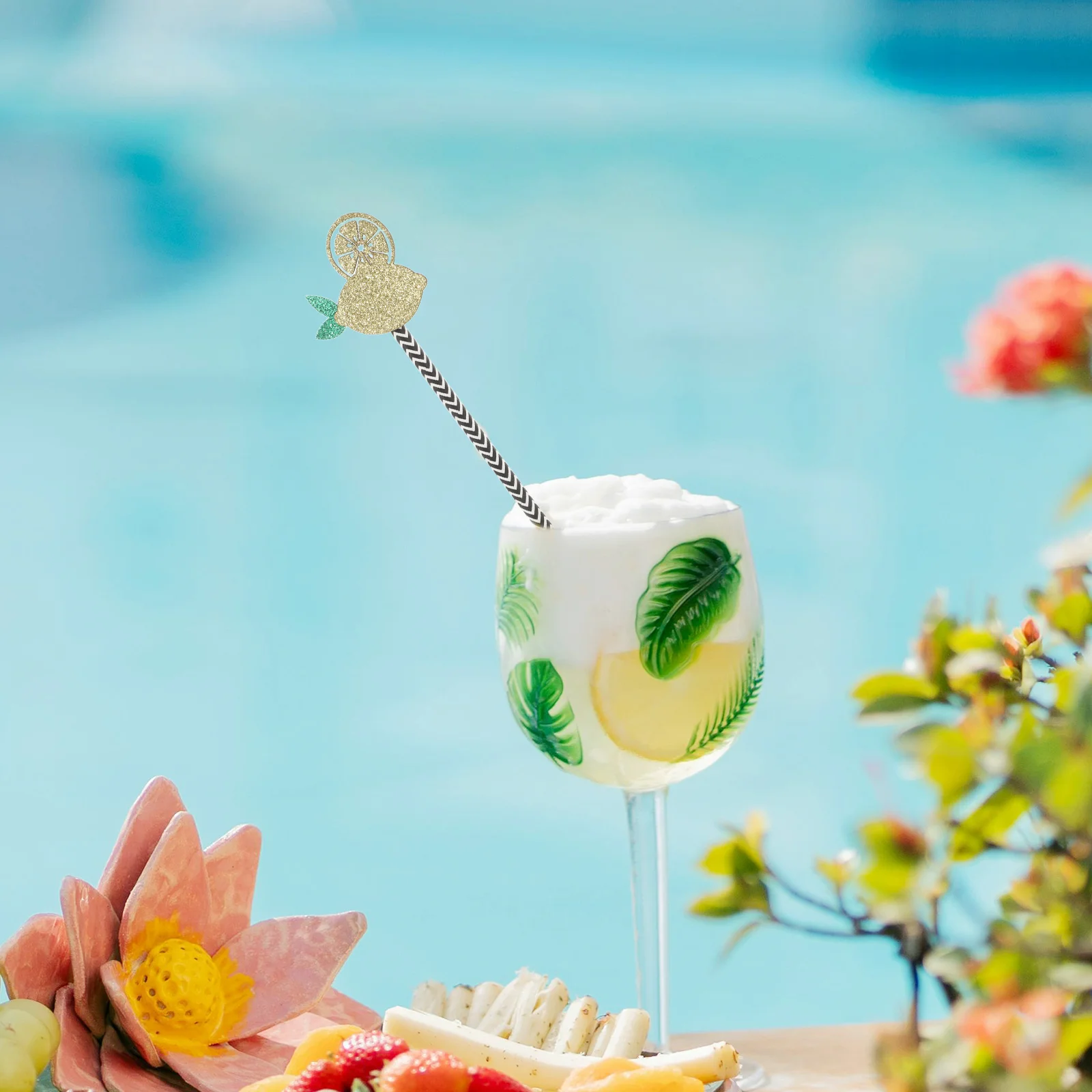 

12 Pcs Disposable Plastic Straws 1000 Pieces Drinking Cardboard Tube Lemons Birthday Decorations Spiral