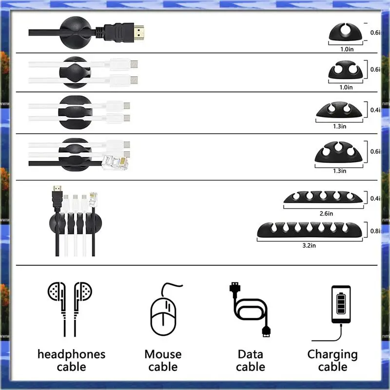 RABIT AS59~ 173 Pcs Cable Management Organizer Kit, Adhesive Cable Clips Holder,Cable Ties,Adhesive Wall Cable Tie,Fasten Cable