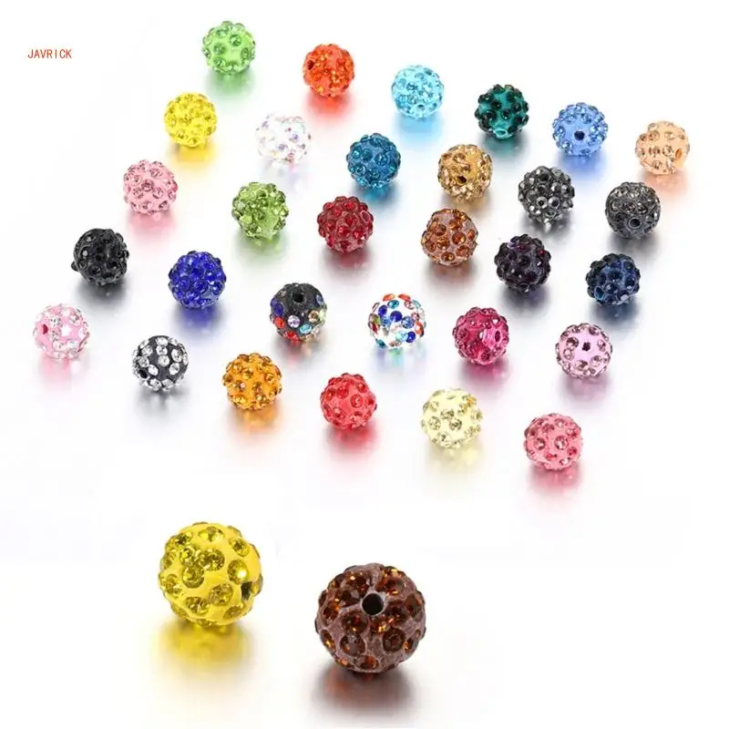 100pcs 10mm Sparkling Crystal Bead Set Soft and Pliable Ball Clay Beads Rhinestones Beads for Handmade Accessories