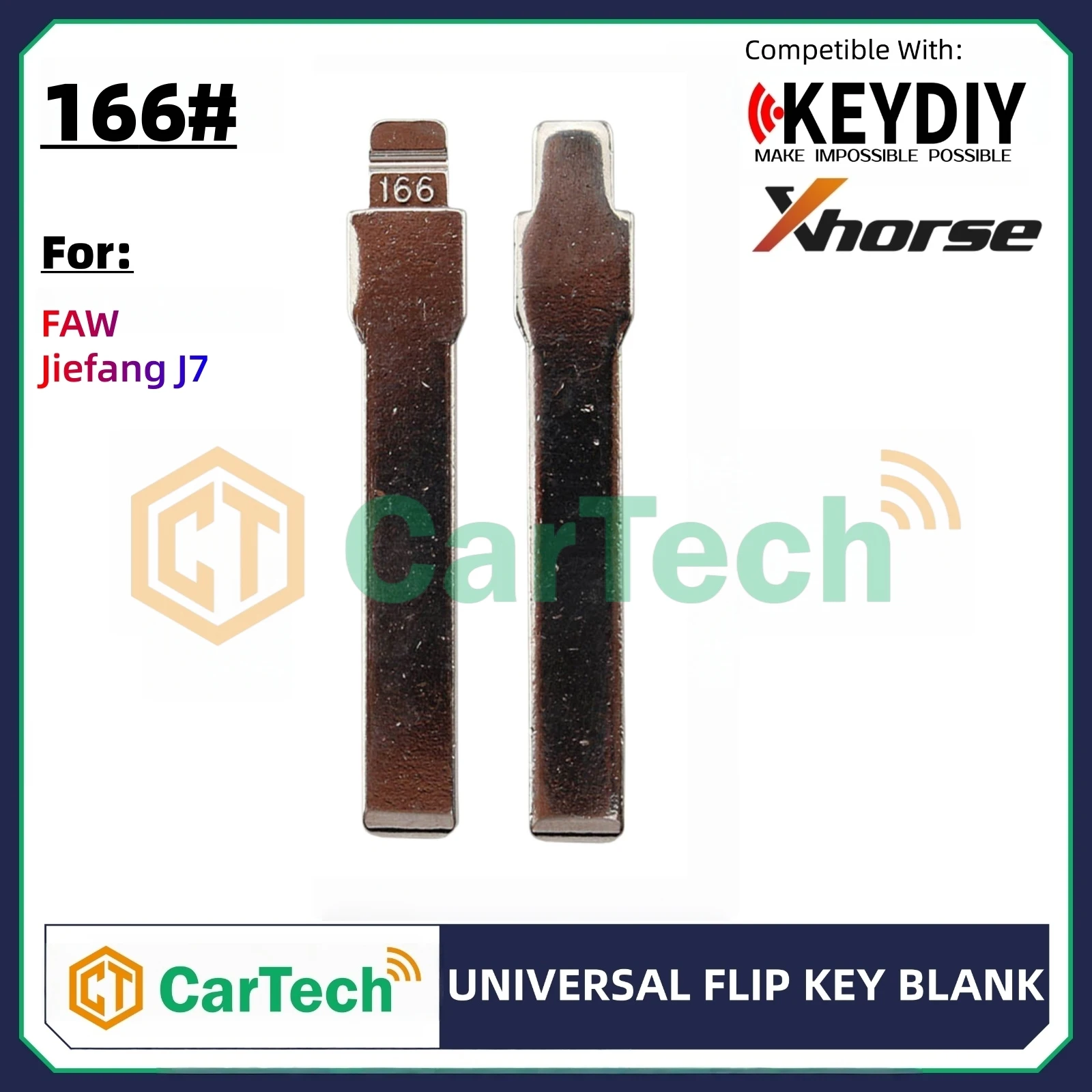 

166# Uncut Flip Blank Key Blade for KEYDIY KD XHORSE VVDI Universal Remote Fit FAW TRUCK Jiefang J7 Heavy Duty Truck Lorry