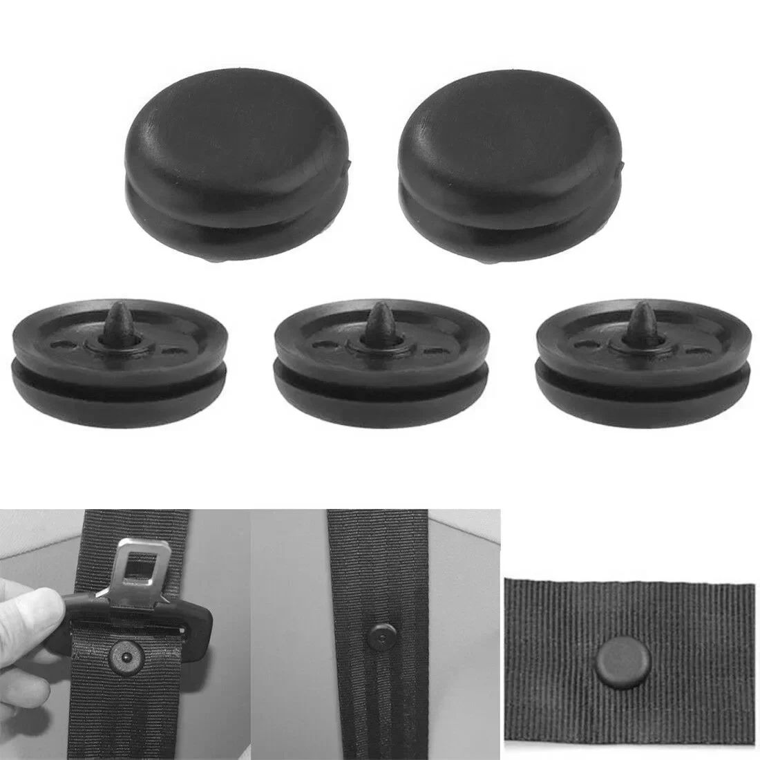 

5pcs Car Seat Belt Button Clip Black Button Holder Stud Fastener Safety Car Seat Belt Button Buckle Retainer Fixing Clips