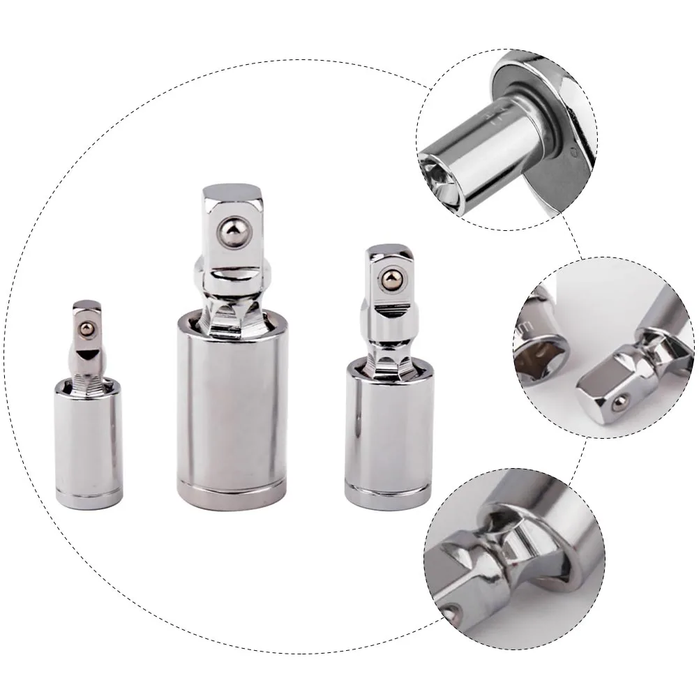 

3pcs Universal Joint Sockets 45# Steel High Torque Durable Multi Purpose Mechanical Repair Tool Swivel Socket Adapter For