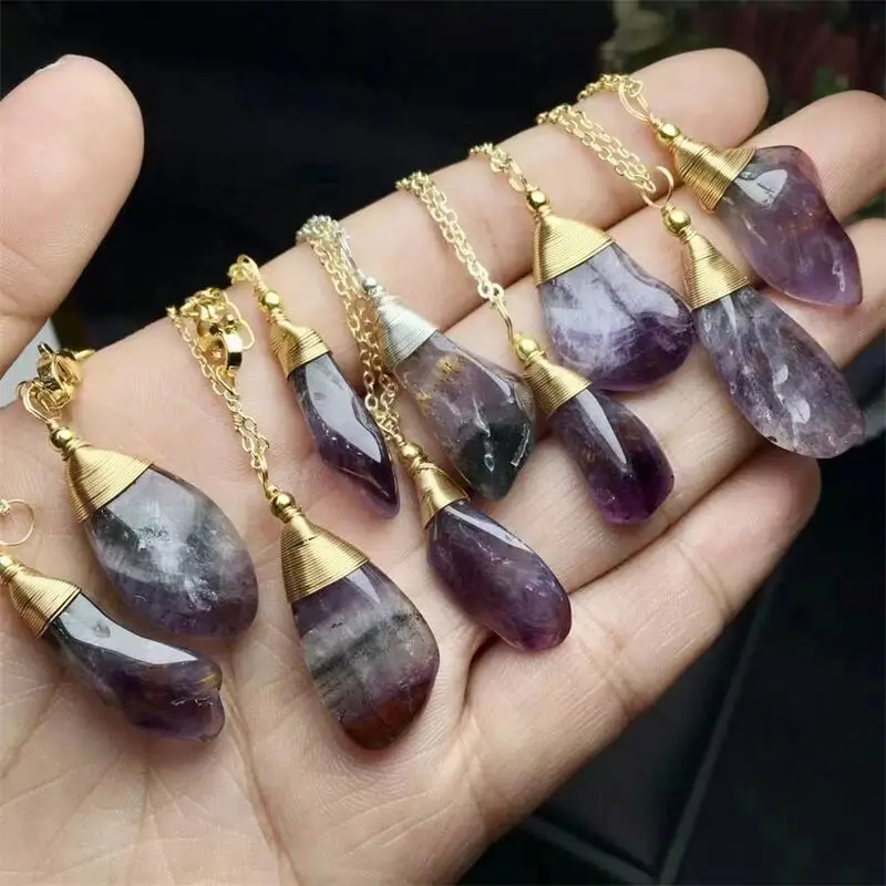 Natural Auralite23 Freeform Pendant For Women Crystal Energy Reiki Necklace Jewelry Charm Healing Fashion Gift 1PCS