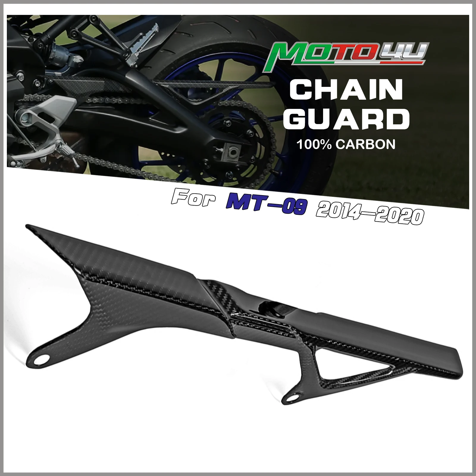 

MOTO4U For Yamaha MT09 2014 2015 2016 2017 2018 2019 2020 Real Carbon Fiber Rear Chain Guard Mud Cover Fairing Cowling Matt/Glos
