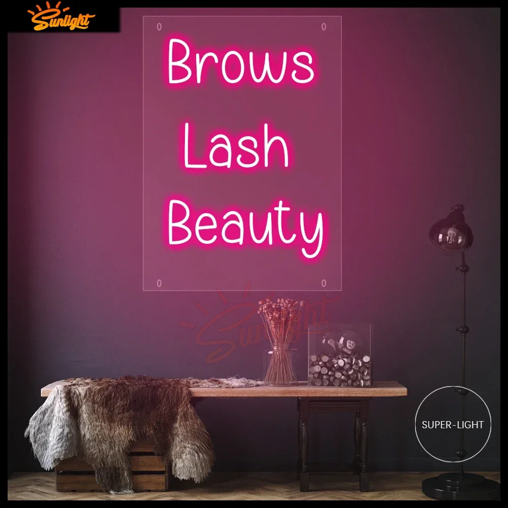 

Custom LED Lash Brows Beauty Neon Sign Beauty Salon Nails Room Neon Light Wall Decor Hair Nail Room Salon Studio Lashes Decor