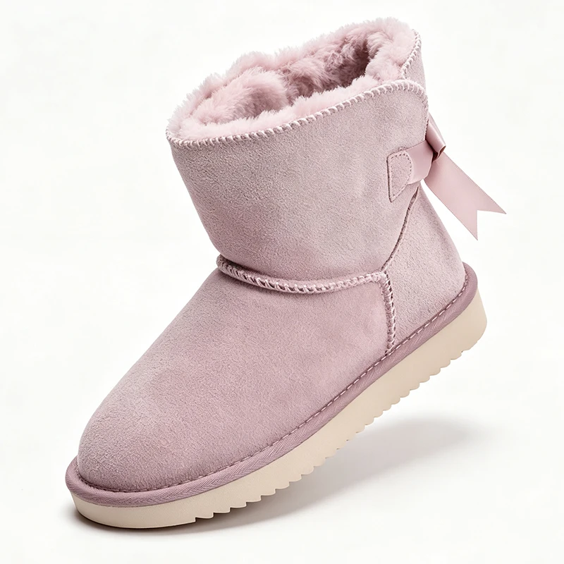 New Fashion Women Warm Snow Boots Winter Boots 100% Genuine Cowhide Leather Women Boots Ankle Shoes Size 35-44