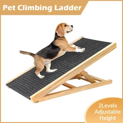 Wood Dog Ramp Pet Cat Ladder 2 Levels Height Adjustable Folding Durable Non Slip for Indoor Sofa Couch Pet Supplies