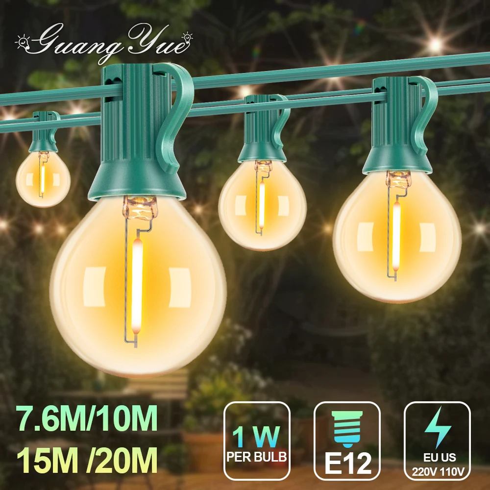 Waterproof G40 String Light 220V EU 110V US Decoration Lights Amber Glass Connectable Retro Outdoor Wedding Party Garden Light