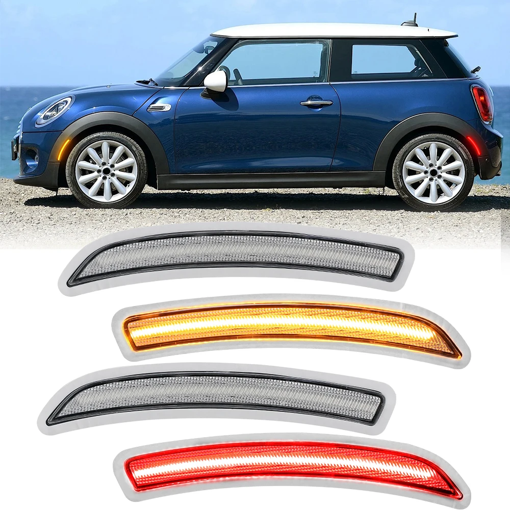 For Mini Cooper F55 F56 F57 2014 2015 2016 2017 2018 2019 4x Rear/Front Fender LED Side Marker Light Turn Signal Lamp