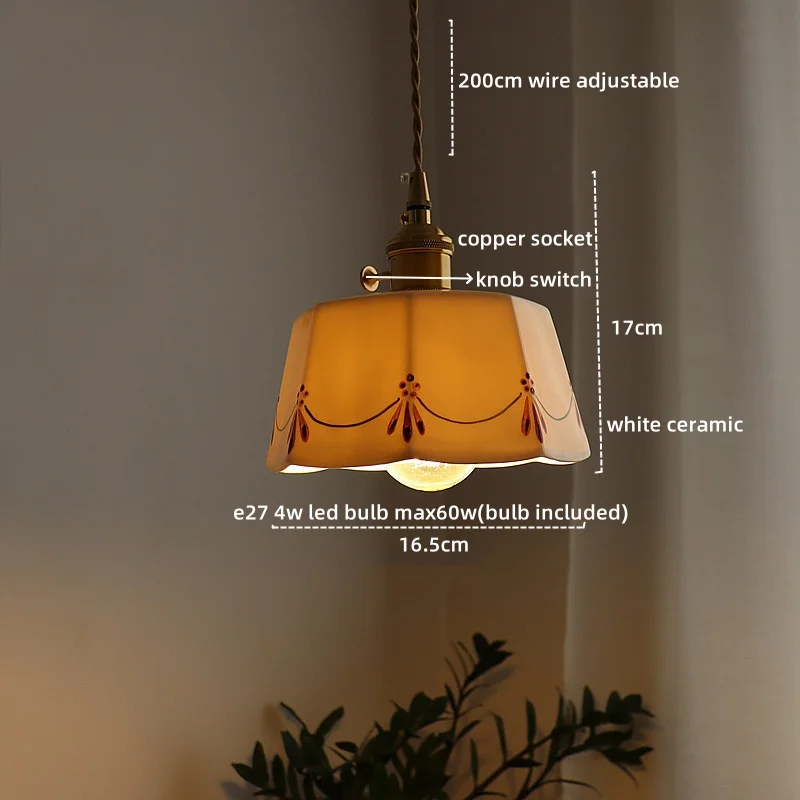 IWHD Modern Style LED Pendant Lamp Home Decor Living Dining Room Bedroom Copper Ceramic Hanging Lights Fixtures Chandelier