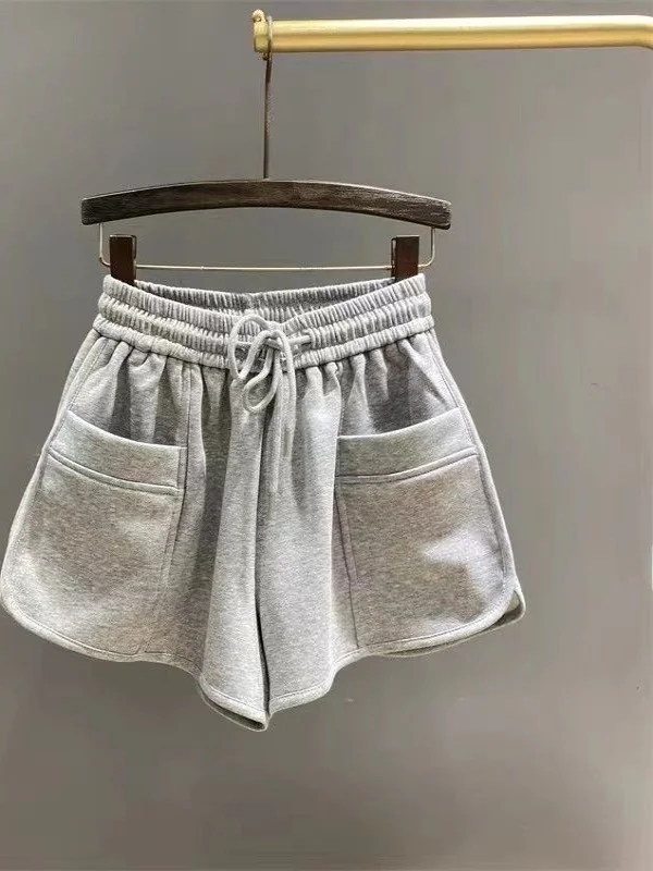 Letnie Nowe Elastyczne Spodnie Sportowe Damskie Luźne Wyszczuplające Proste Kolorowe Spodnie A-Line z Szerokimi Nogawkami Hot Pants