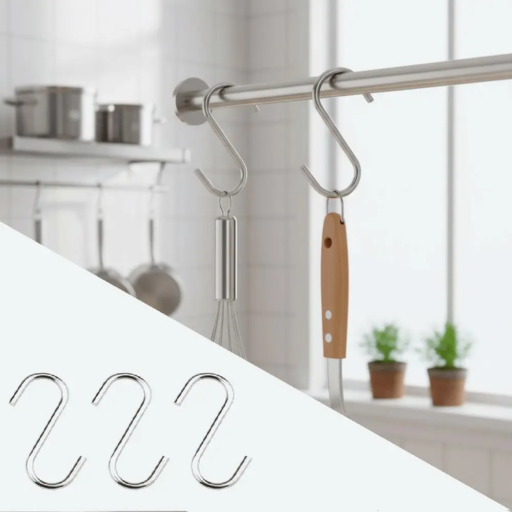 

20PCS Multi-Use S Shaped Hooks Sturdy Smooth Surface Stainless Steel Hangers Space Saving Heavy Duty S Hanger Hook Bathroom