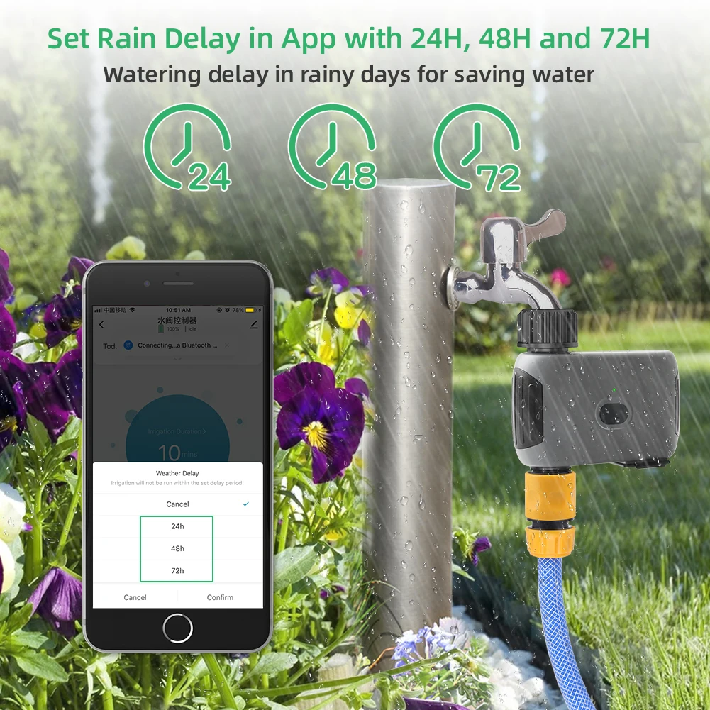 Imagem -02 - Impermeável Jardim Irrigação Inteligente Irrigação Automática Wi-fi Doméstica Temporizador de Água Suporte Tuya App Irrigação por Gotejamento Piscinas Gramados