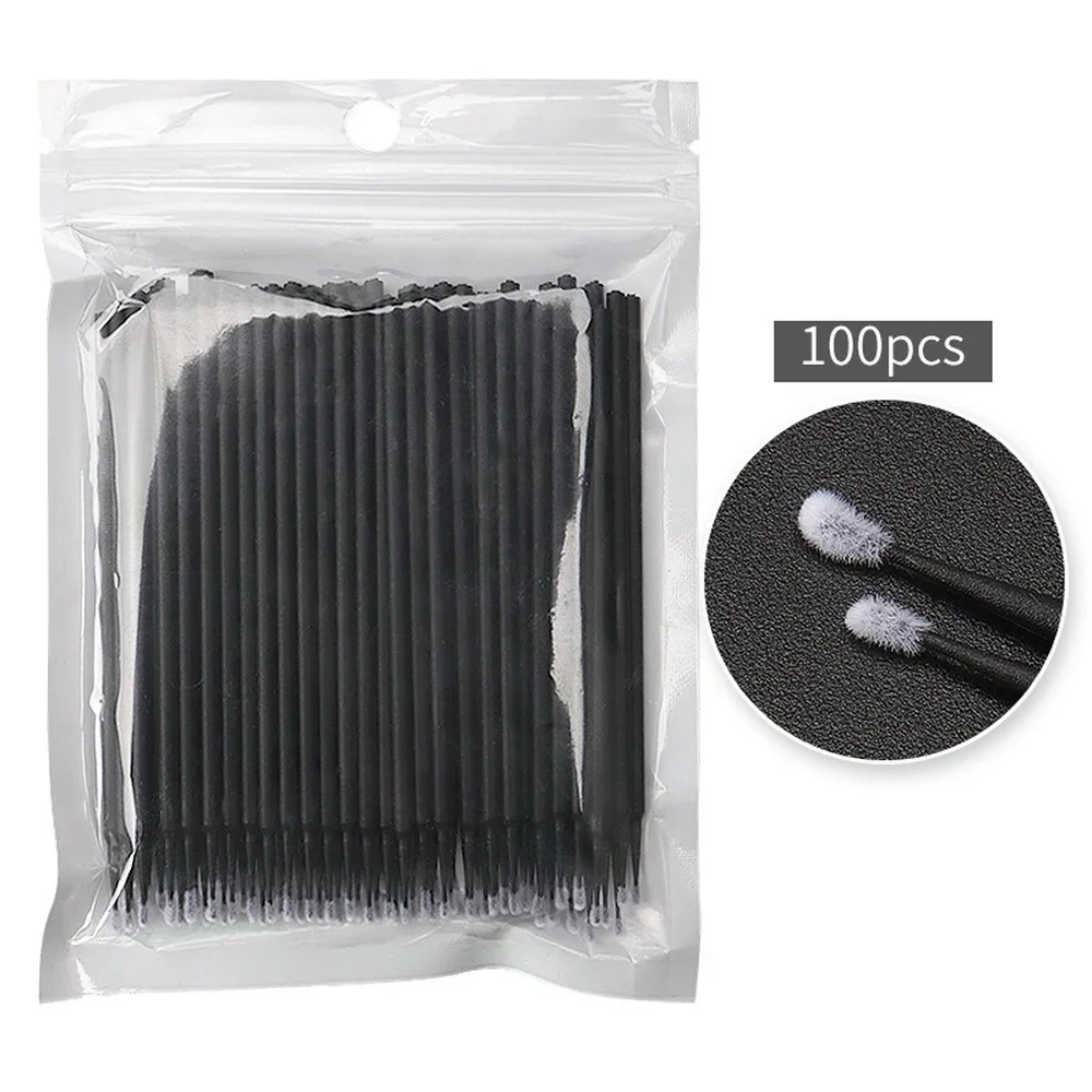 100 unids/pack microcepillos aplicadores de microcepillos desechables extensiones de pestañas pegamento cepillo de limpieza para maquillaje de pestañas