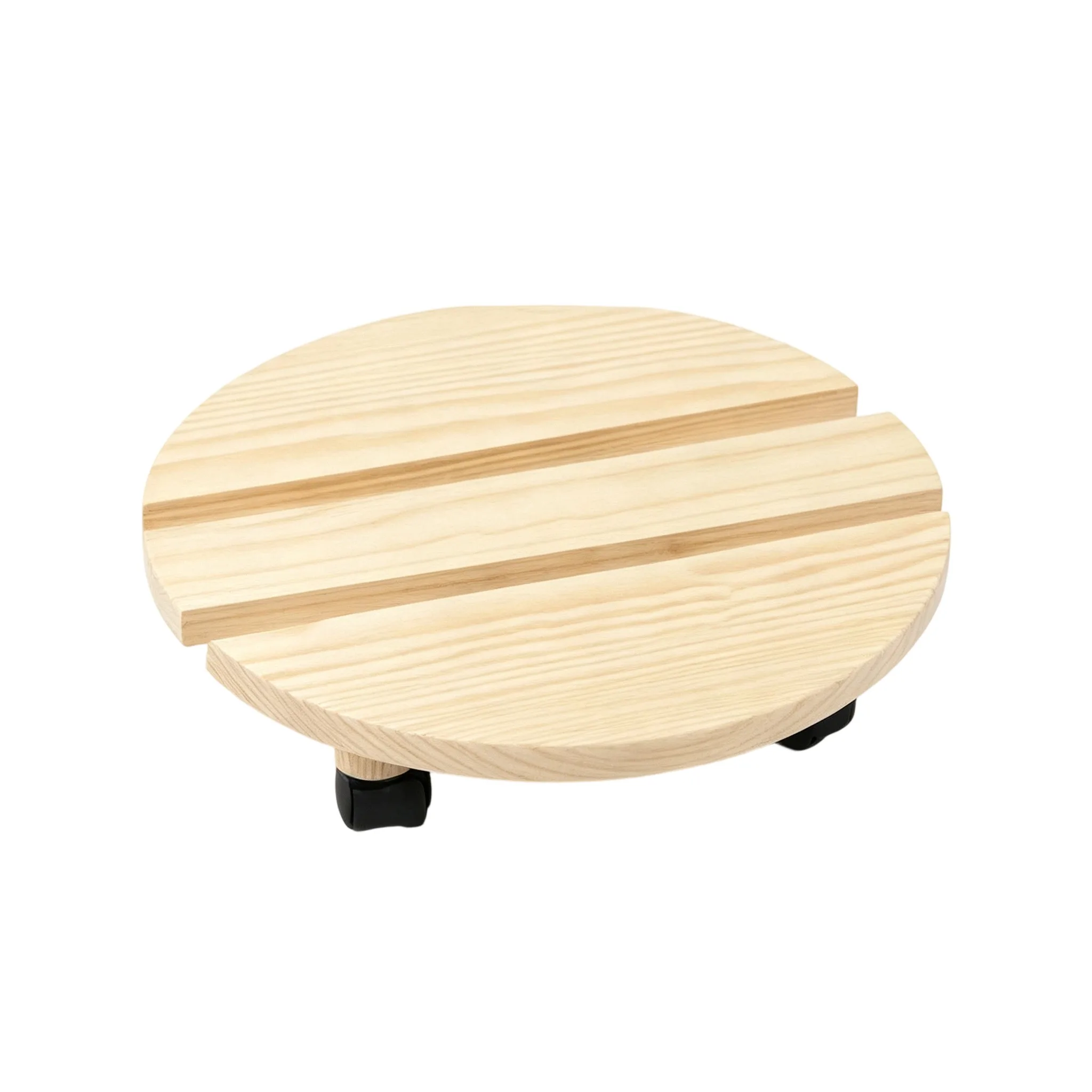 Support de pot de plante en bois naturel avec roulettes, base ronde de 36 cm pour plantes lourdes, 360° °   Plateforme rotative avec 4 roues en nylon, charge maximale 50 kg pour intérieur et jardin