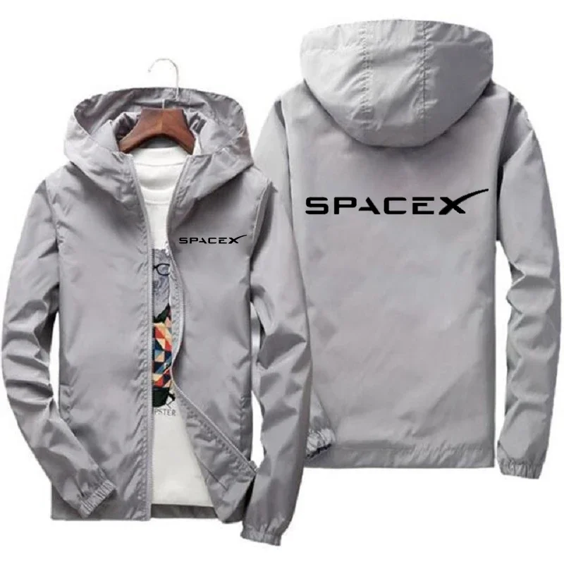 2024 New Mens SpaceX Space X Logo Hooded Sweatshirts Print Casual Spring and Fall Protective Running Suits Sports Coats Zipper