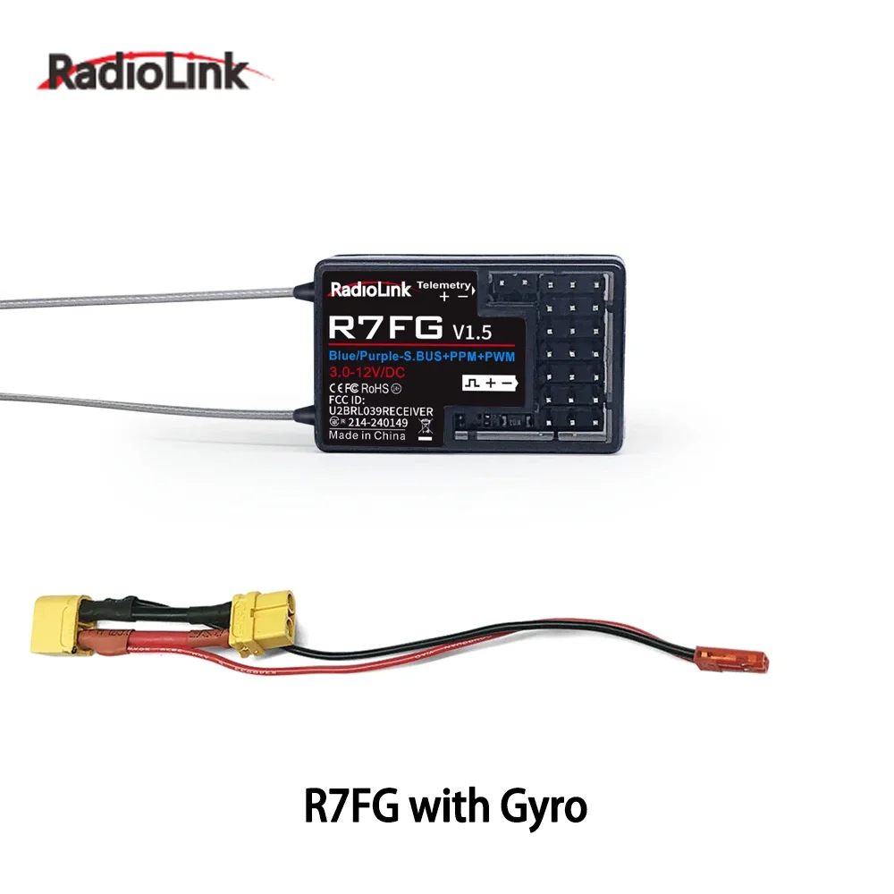 

Radiolink R7FG V1.5 7 Channle 2.4G Gyro RC Receiver Car Voltage Transmission Telemetry 600m Long Range RX for Drifting Car