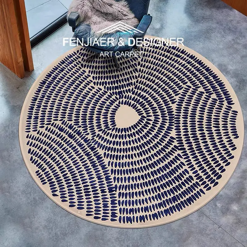 Modern Senior Style Round Carpet Big Size Non-slip Living Room Rug Light Luxury Gaming Room Decoration Chair Mat Easy Cleaning