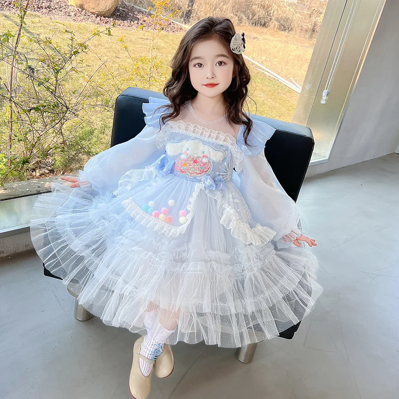 

Kawaii Kuromi My Melody Cartoon Girls Princess Lolita Dress Spring Anime Sanrio Girl's Heart Cute Children's Puffy Dress Gift