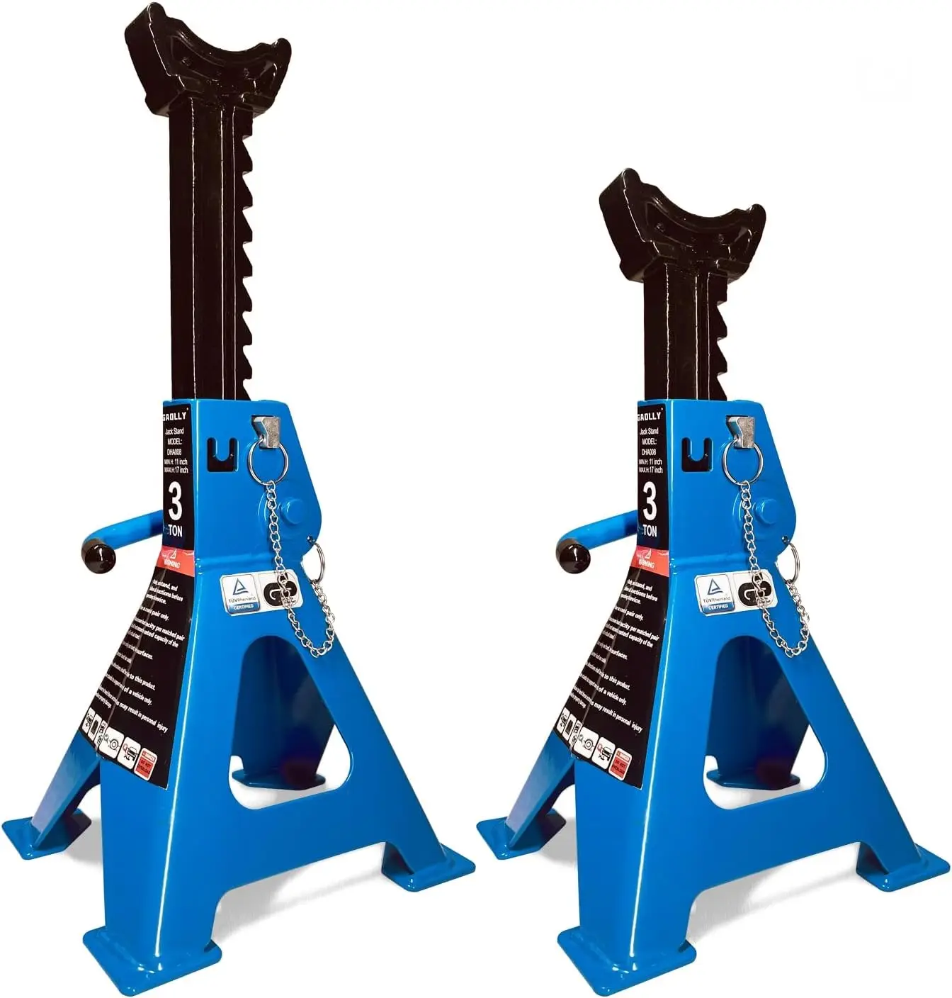 

3-тонные автомобильные подставки с двойной фиксацией, большое основание для ног для автомобилей, внедорожников, MPV — сверхпрочная сталь, грузоподъемность 6600 фунтов, 2 упаковки