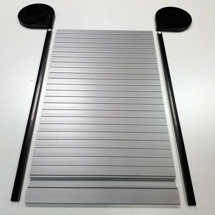 Tambour Door Roller Door for Campervan Motorhome, Size 50*60cm Quality Solid Silver Finish Space-Saving Cabinet Shutter